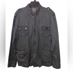 Men’s Black Label Y2K XL gray button up grunge skater 2000s utility pockets
